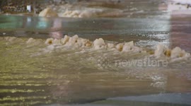 US, Los Angeles: Beverly Grove Water Main Break