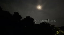 Red Moon in Southern Vermont with it glaring at. you from above from a farm in Pownal Vermont