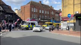 Union Jack bearing protesters gather outside pub in Sutton, London