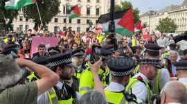 “Shame on you” crowds and police cage in woman and chant at her