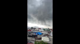 Ominous storm clouds over San Cristóbal de las Casas in Chiapas, Mexico