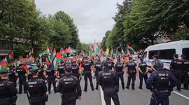 Pro-Palestinian protest on Sabino Arana Avenue in Bilbao, Spain
