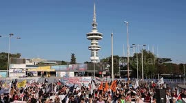 Greece: Demonstrators march in Thessaloniki ahead of Mitsotakis speech