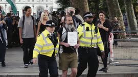 Police make over 400 arrests during protest in support of Palestine Action in Parliament Square in Westminster, Central London