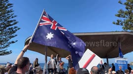 Jewish assemble at Bondi Beach in response to pro-Palestine paddle out, Sydney, Australia