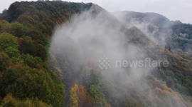 Autumn mist blankets Cam Mountain forests in Türkiye