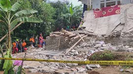 A community Islamic study hall that collapsed while female Muslims were conducting studies to commemorate the birthday of the Prophet Muhammad in Bogor, West Java, Indonesia, on September 7, 2025. According to the Regional Disaster Management Agency (BPBD