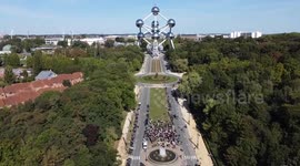 Motorcyclists gather in Brussels to show support for Palestine