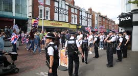 Sutton - British patriot march and Stand Up To Racism counter protest