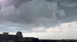 Stormy skies with rain in Frisco, Texas, USA