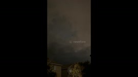 Thunderstorm builds with dark clouds and lightning in Las Vegas, Nevada, USA