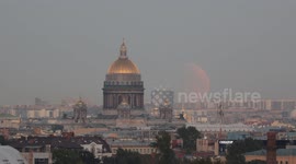 Blood moon rises during eclipse in Saint Petersburg, Russia