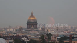 Blood moon rises during eclipse in Saint Petersburg, Russia