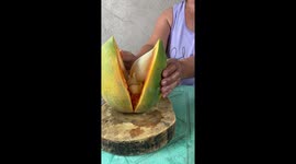 Family shocked to find small papaya inside larger fruit