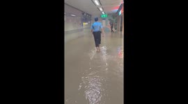 Heavy rain floods subway station in Bangkok