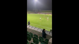 Football player misses high shot in Lund, Sweden