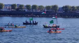Santurtzi flotilla sails in solidarity with Gaza in Portugalete, Spain