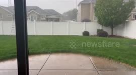 Powerful downpour with hail in Davis, Utah, USA