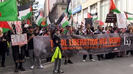 Montreal4Palestine Movement March for Gaza protest in Montreal, Quebec on September 8, 2025.