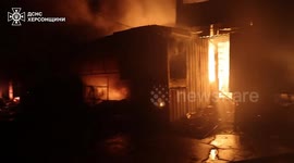 Russian attack sparks market fire in Kherson, Ukraine