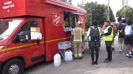 The Salvation Army Kitchen among Incident Support Units after the fire at BBC former Television Centre on Wood Lane