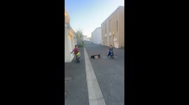 Scooter mishap on ramp in Bordeaux, France