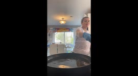 Hot oil scare while cooking fries in Bedford, Nova Scotia, Canada