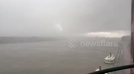 Heavy rainstorm hits Savannah Riverfront, Georgia