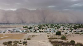 Drone Shot of Dust Storm in San Tan Valley