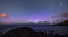 Northern lights observed from the Giant's Causeway