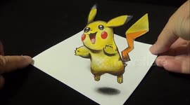 Drawing a 3D Pikachu, Trick Art, Pokémon GO
