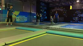 Hillarious kid faceplants trampoline fail