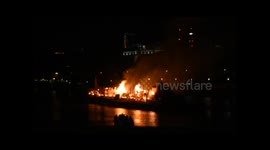 Replica model of the Old City of London goes up in flames