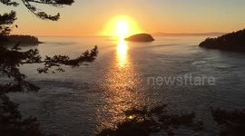 Blazing sunset over Deception Pass