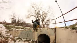 Skiing into sewer water