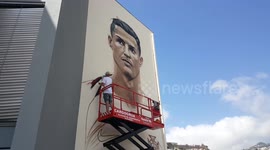 Cristiano Ronaldo wall mural painted by Richard Wilson
