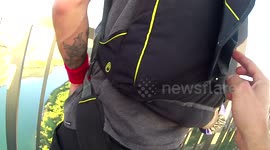 Augie, Diego, Felix BASE Jumping with Unpacked Parachutes