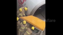 Plane taxiing along runway crashes into minivan