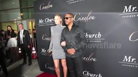 Eddie Murphy, Arsenio Hall and Lucy Fry arrive for the red carpet premiere of Mr. Church at the Arclight Cinema in Hollywood, CA