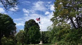 9/11 New York central park flags at half mast
