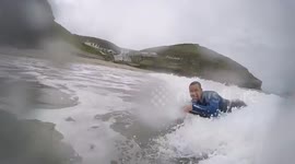 Amazing fun AND exercise! Bodyboarding off Portreath beach Cornwall!
