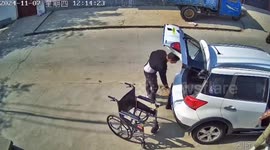 Husband overjoyed when paralysed wife climbs out of car unaided