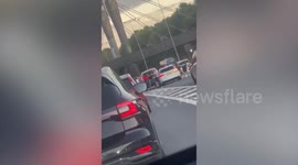 Woman drags motorist out of car by hair as six people filmed in