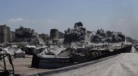 MOMENT - Israeli strike levels Harmony Tower in Gaza City