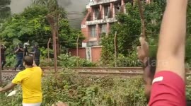 Protesters chase away authorities during protest in Nepal