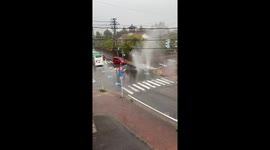 Manholes Erupt as Torrential Rain Floods Streets in Niigata City, Japan