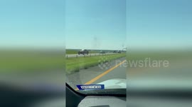 Driver shocked by dust devil tornado whipping through fields in Oklahoma