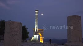 Lights illuminate Sagalassos ancient city for night museum visits