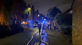 huge fire in block of flats in Wandsworth
