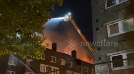 housing estate fire in Wandsworth London.